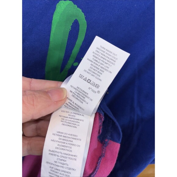 Polo Ralph Lauren T Shirt Custom Slim Fit L Paint Spellout Colorblock Cotton - Picture 9 of 11